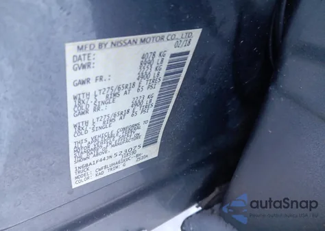 2018 Nissan Titan Xd Sl from USA, damaged, VIN 1N6BA1F44JN523075